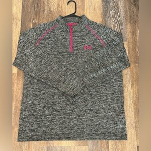 Under Armour Men's UA Tech 1/4 Grey & Pink Size L